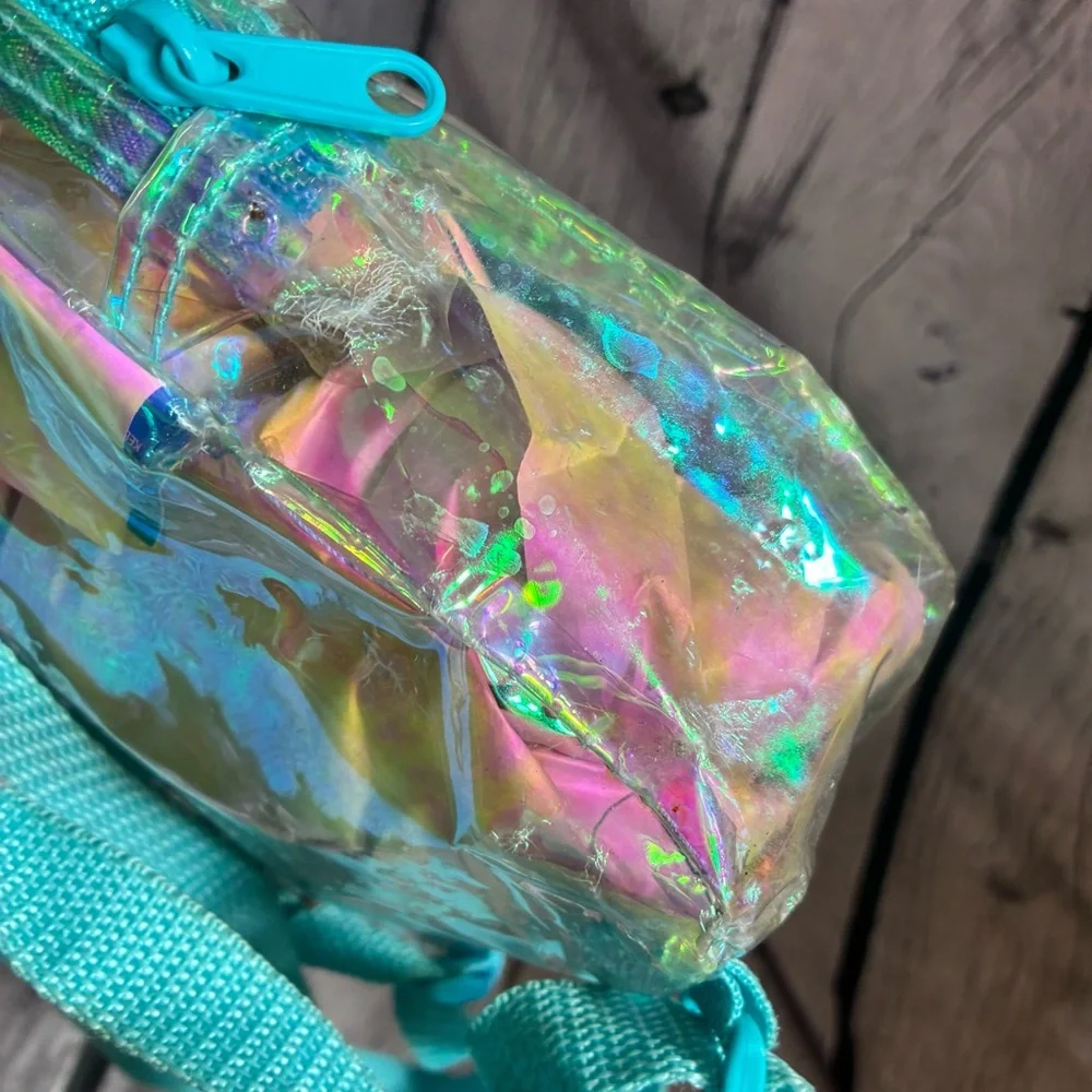 Disney Moana Clear‎ Teal Iridescent Glitter Confetti Mini Backpack DisneyCore